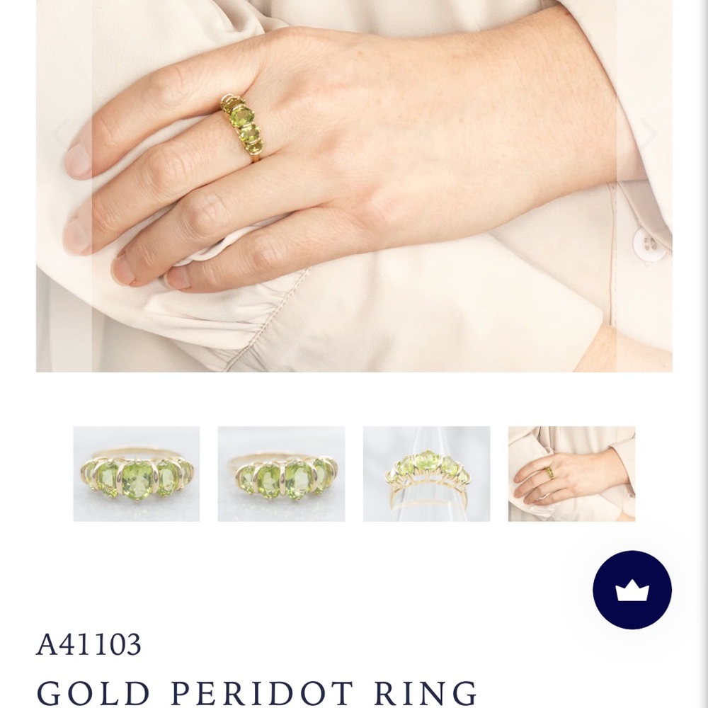 Gold and Green Gemstone Ring with Classic Design